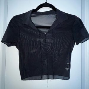 Black mesh crop top